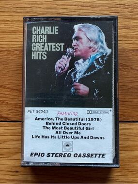 Charlie Rich Greatest Hits Cassette - Black & White Cover